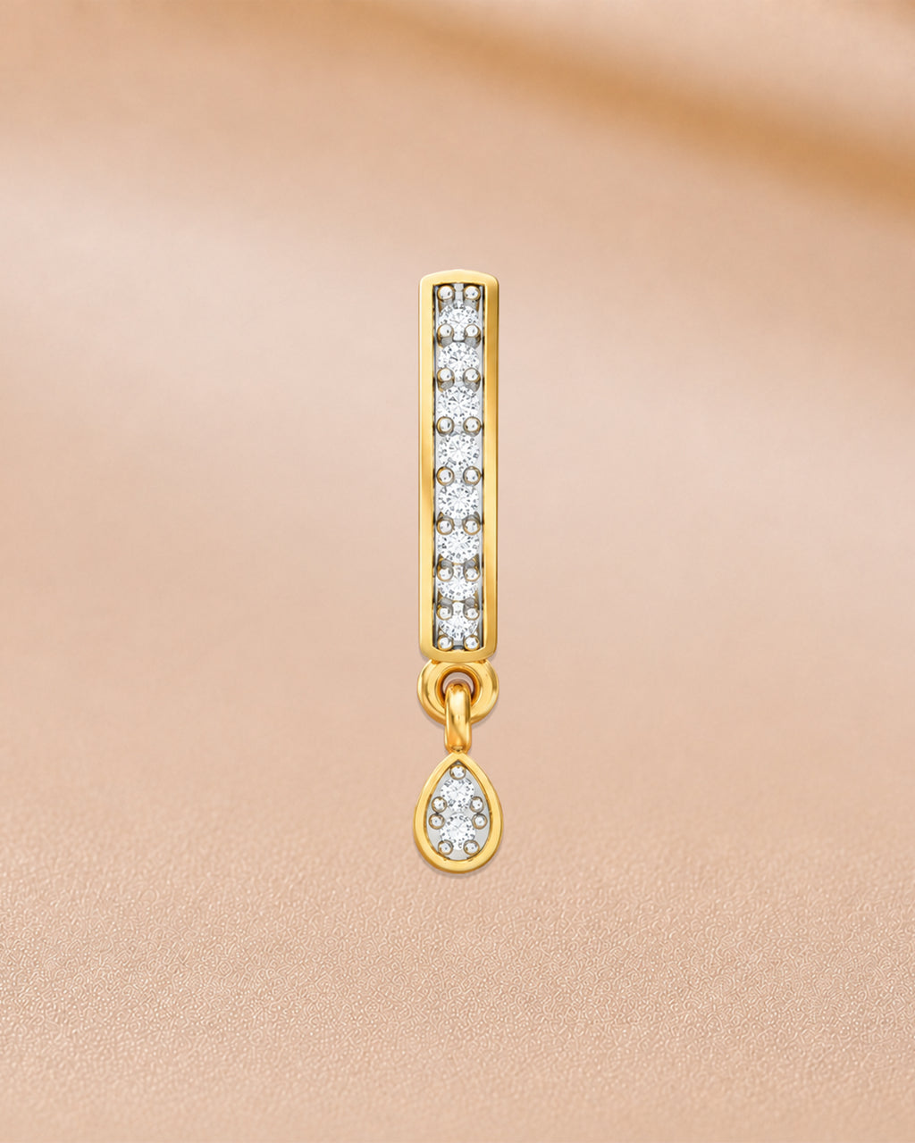 Ore 14KT Yellow Gold Solitaire Circular Pendant Nose Pin