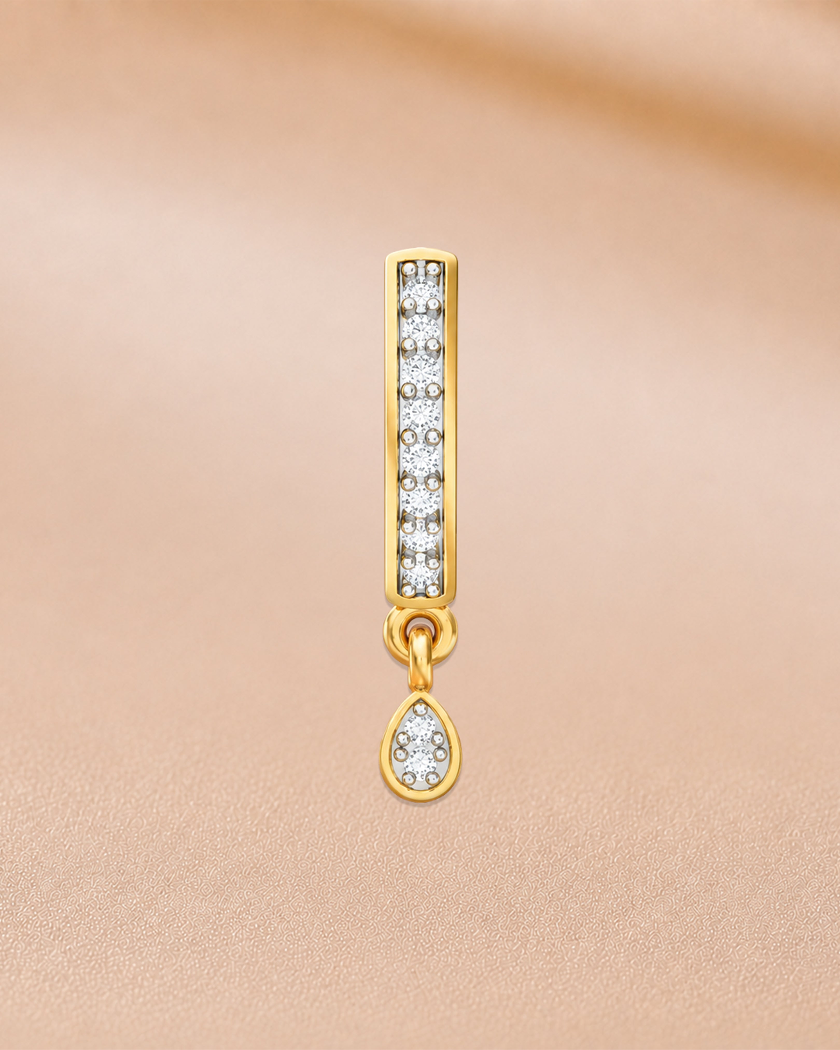 Ore 14KT Yellow Gold Solitaire Circular Pendant Nose Pin