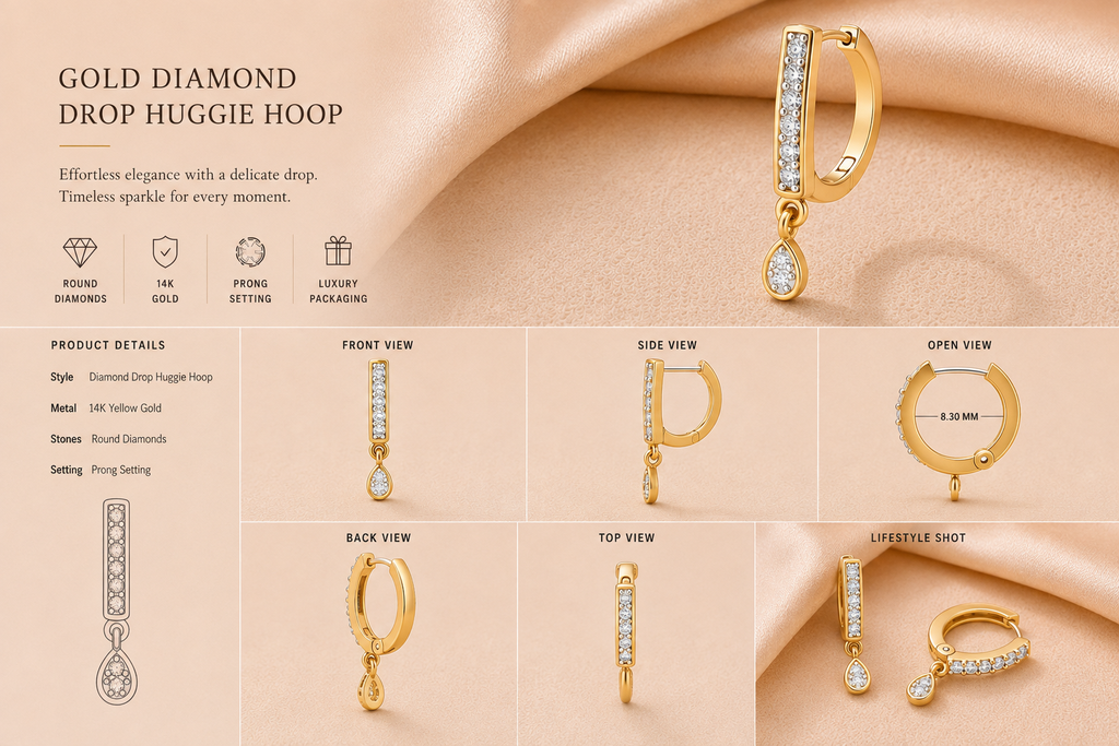 Ore 14KT Yellow Gold Solitaire Circular Pendant Nose Pin