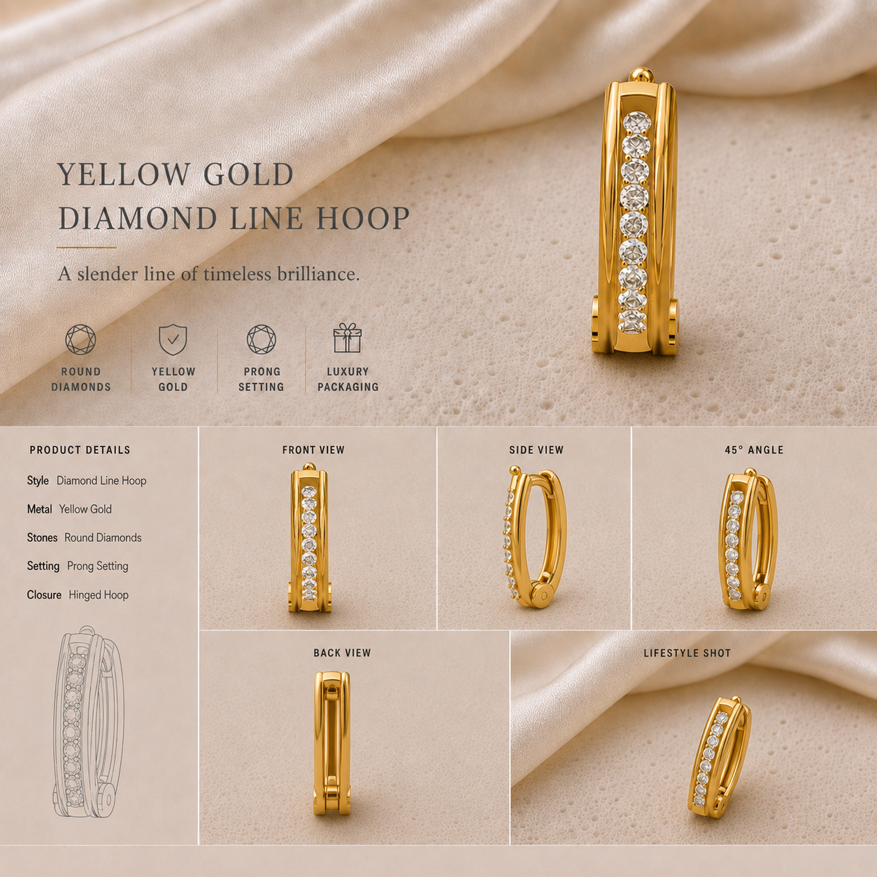 Ore 14KT Yellow Gold Nose Pin