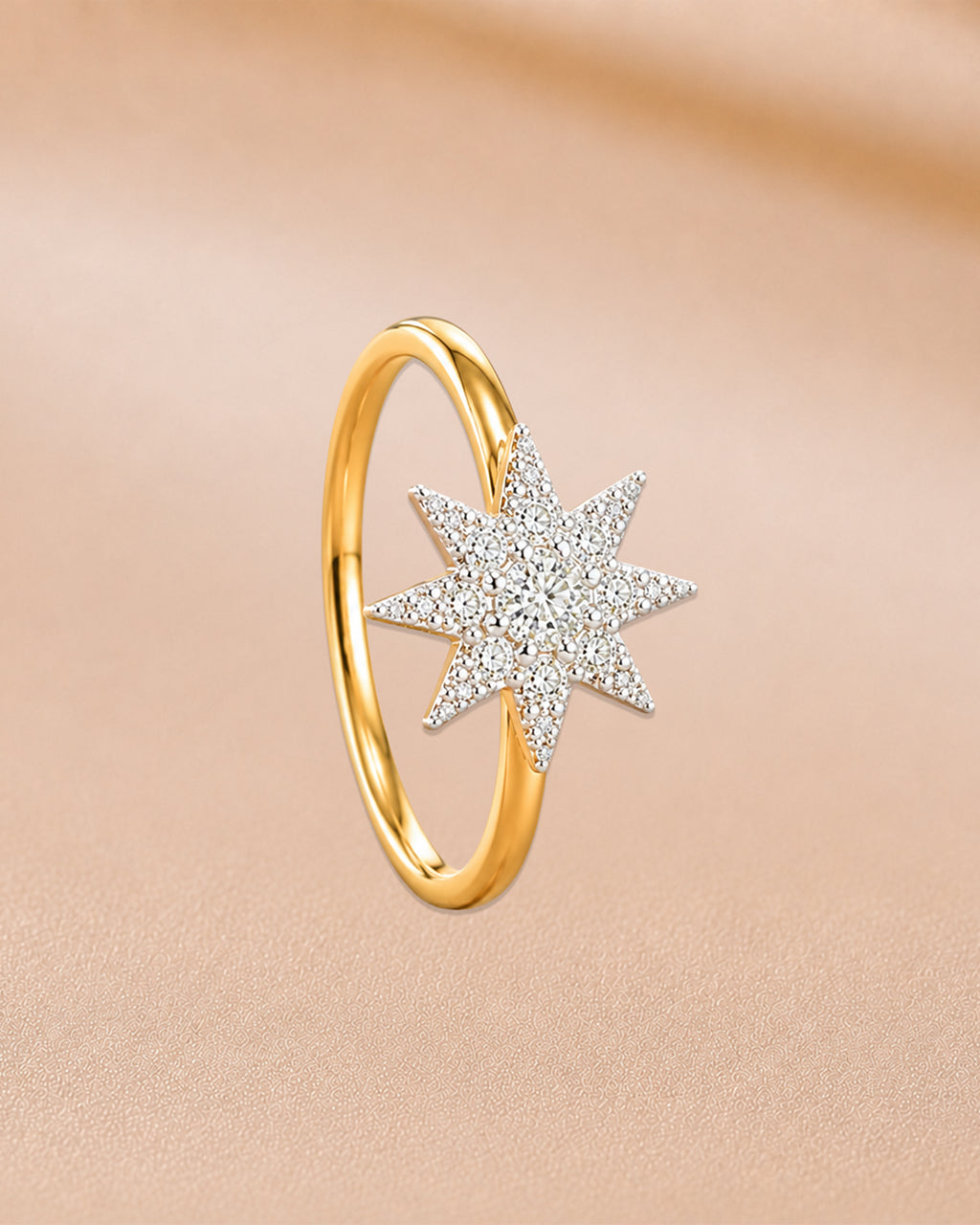 Ore 14KT Yellow Gold Solitaire Star Nose Pin