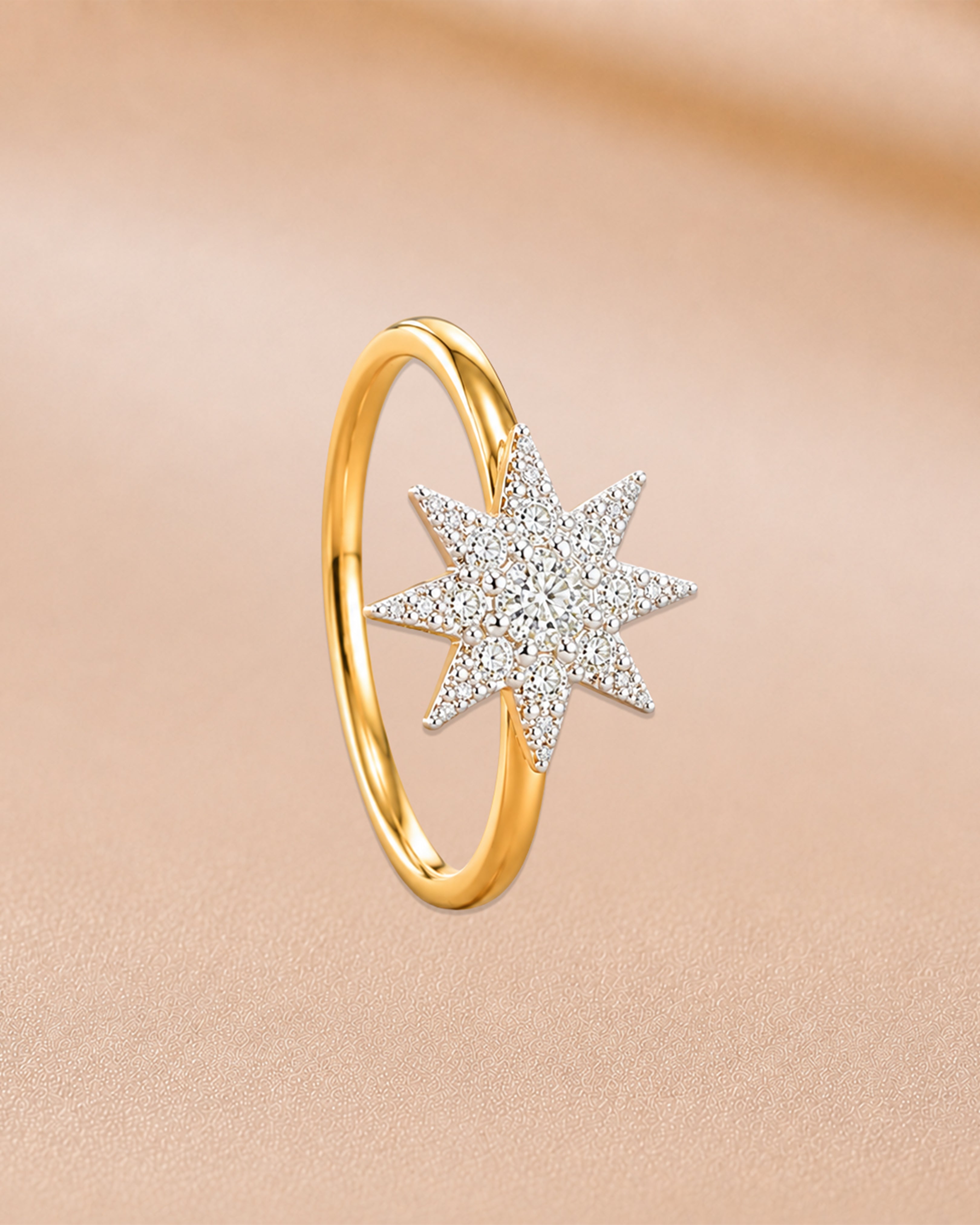 Ore 14KT Yellow Gold Solitaire Star Nose Pin
