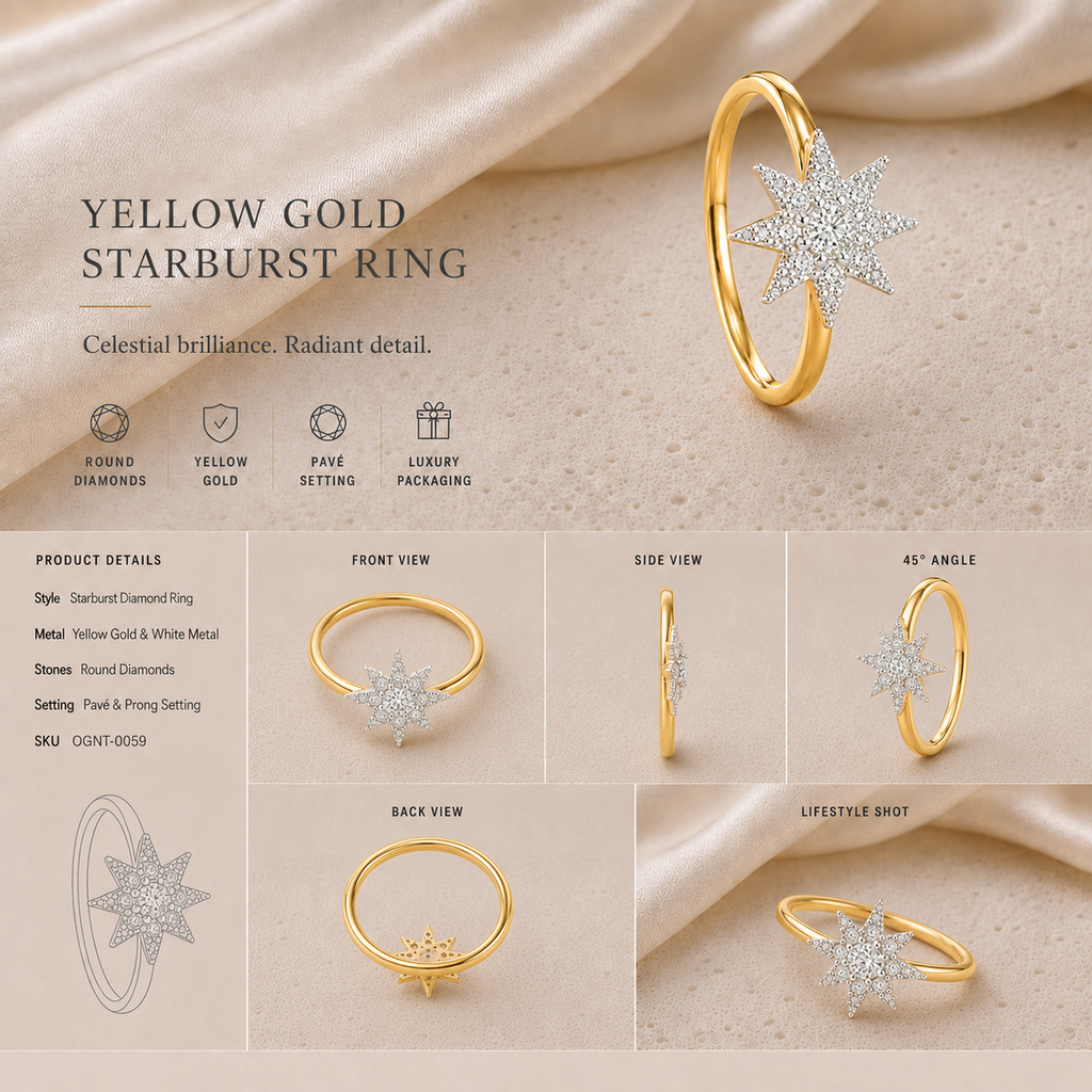 Ore 14KT Yellow Gold Solitaire Star Nose Pin
