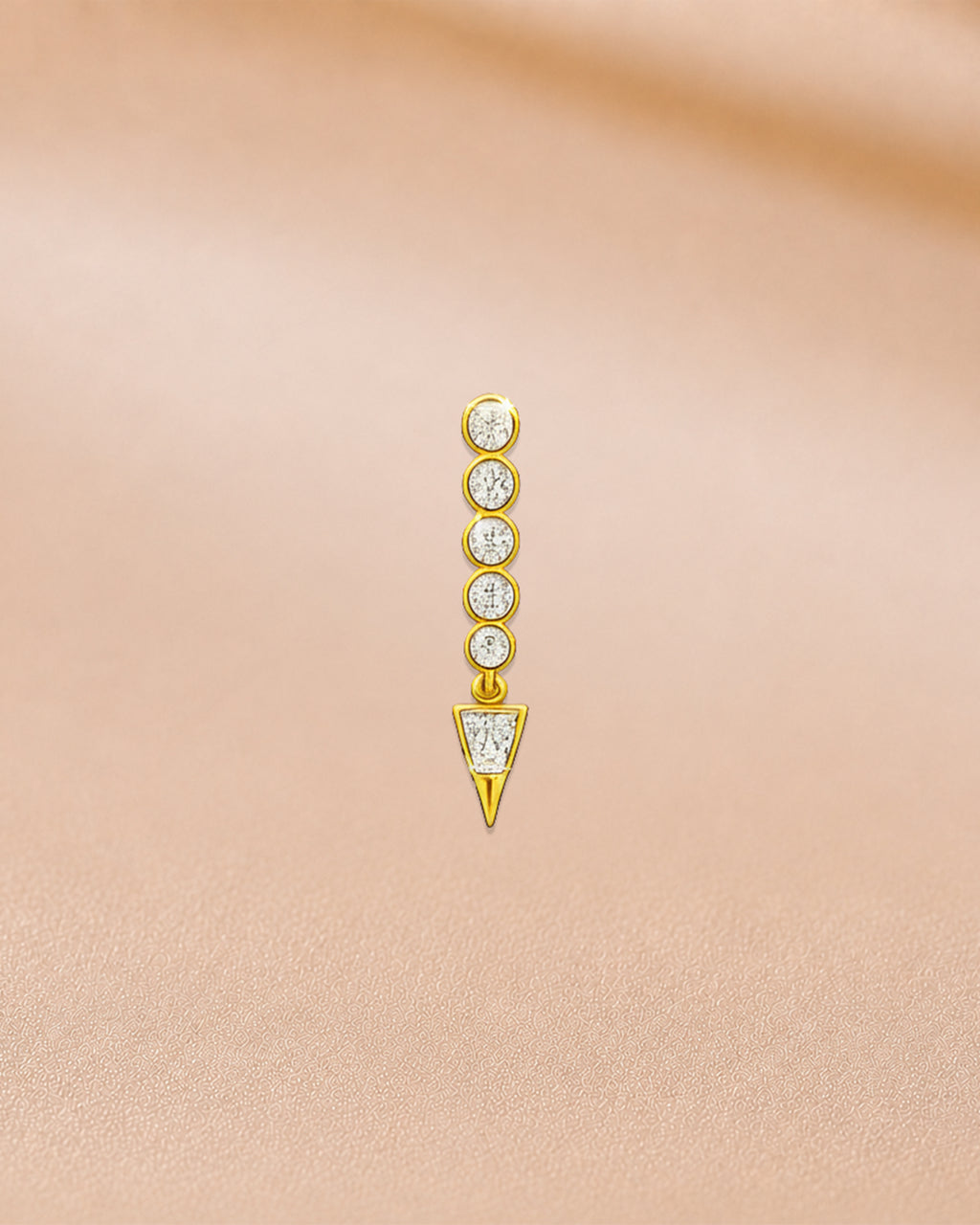 Ore 14KT Yellow Gold Circular Pendant Nose Pin