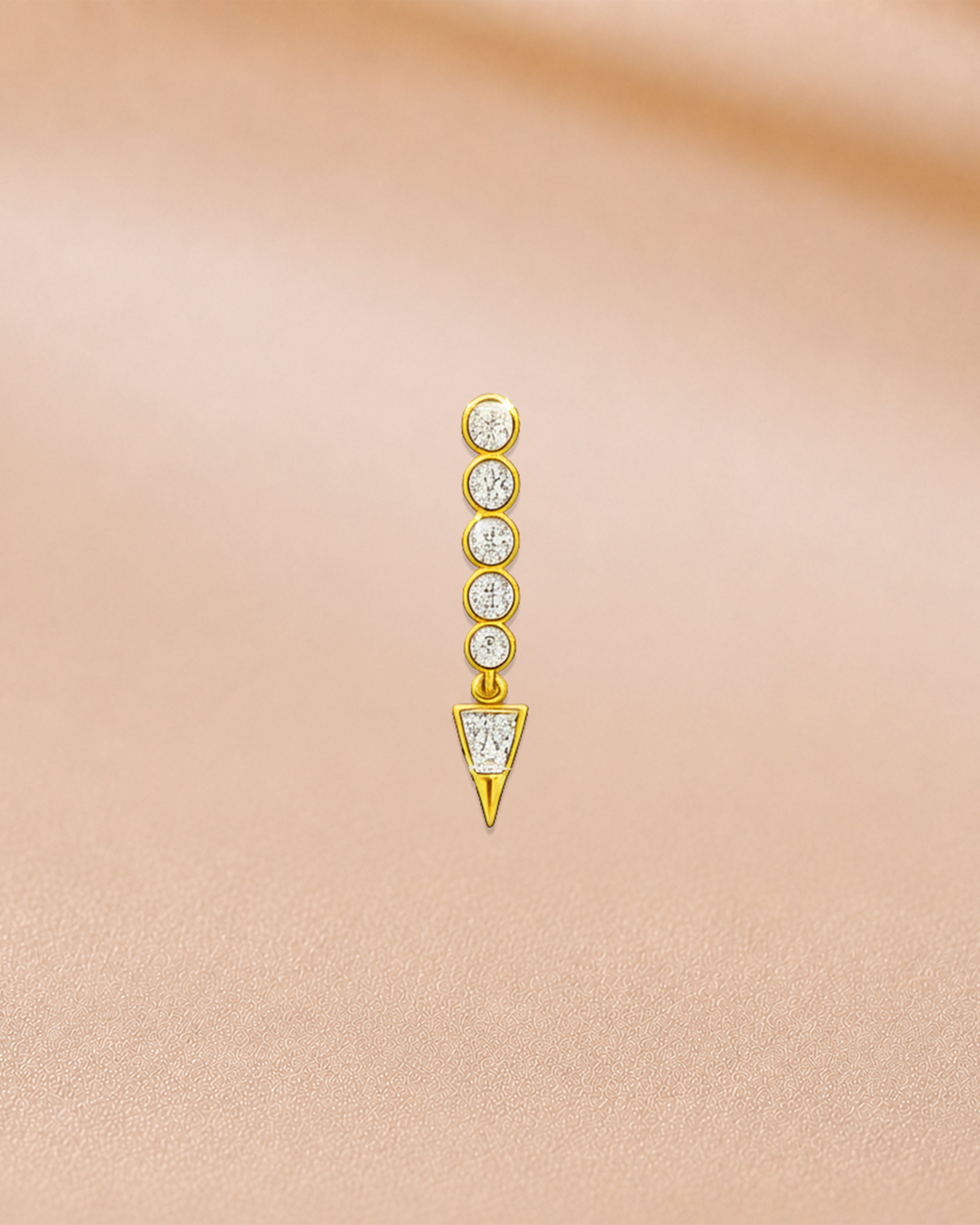 Ore 14KT Yellow Gold Circular Pendant Nose Pin