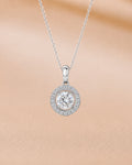 Ore 9K Yellow Gold Round Solitaire Halo Pendant Necklace