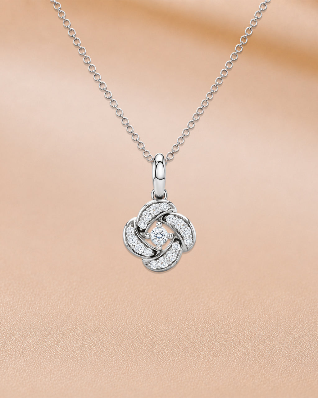 Ore 14KT Rose Gold Solitaire Flower Pendant with Chain
