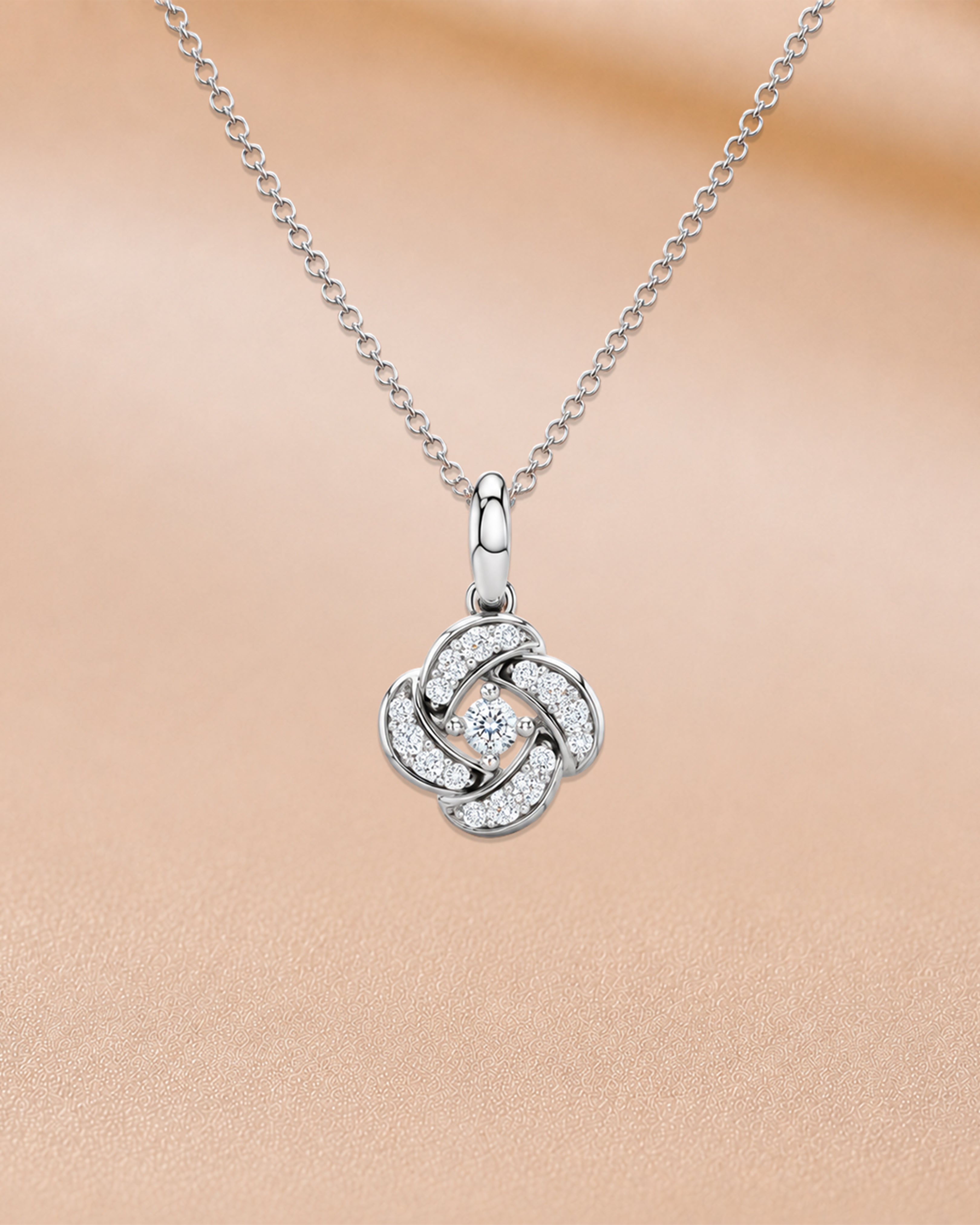 Ore 14KT Rose Gold Solitaire Flower Pendant with Chain