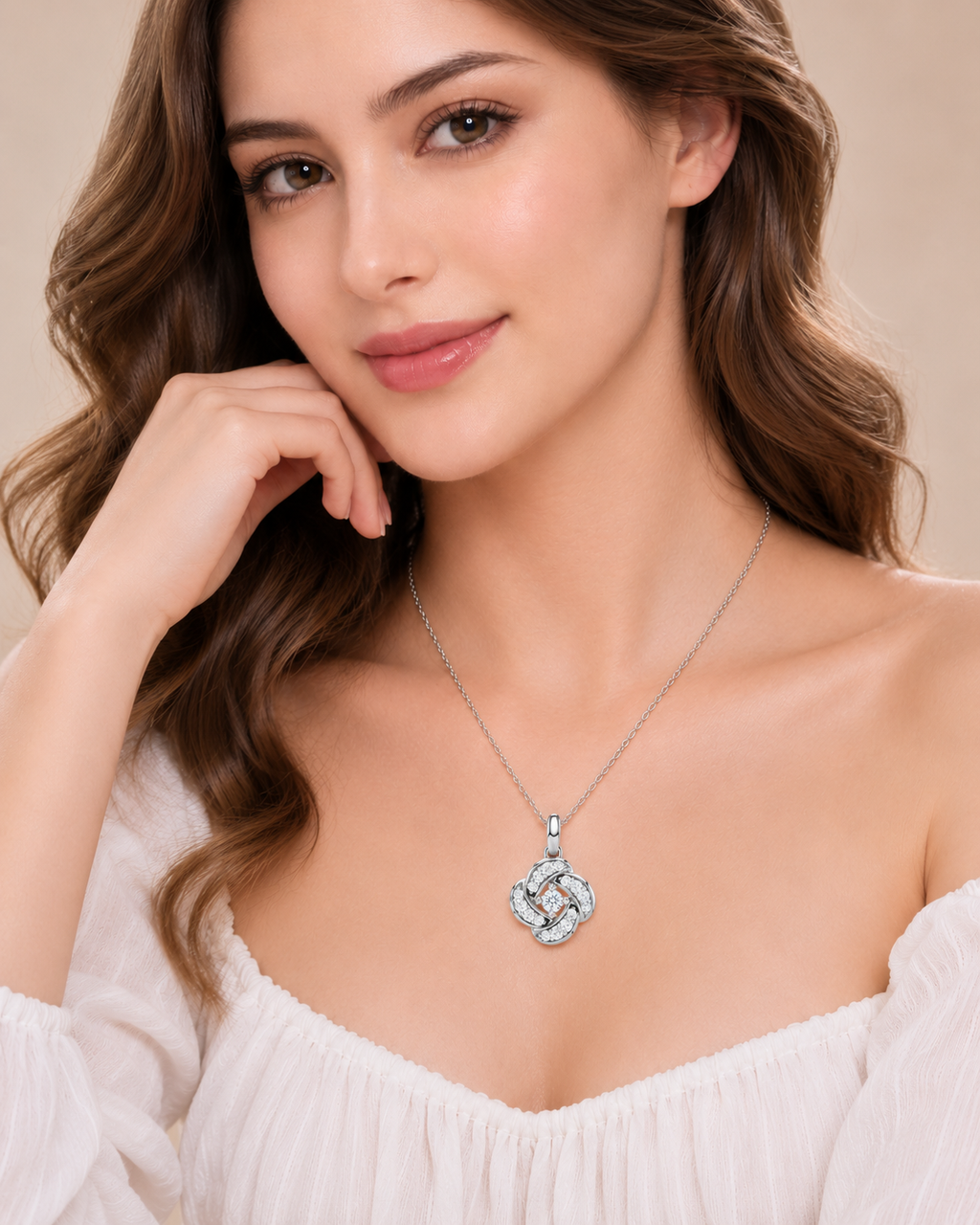 Ore 14KT Rose Gold Solitaire Flower Pendant with Chain