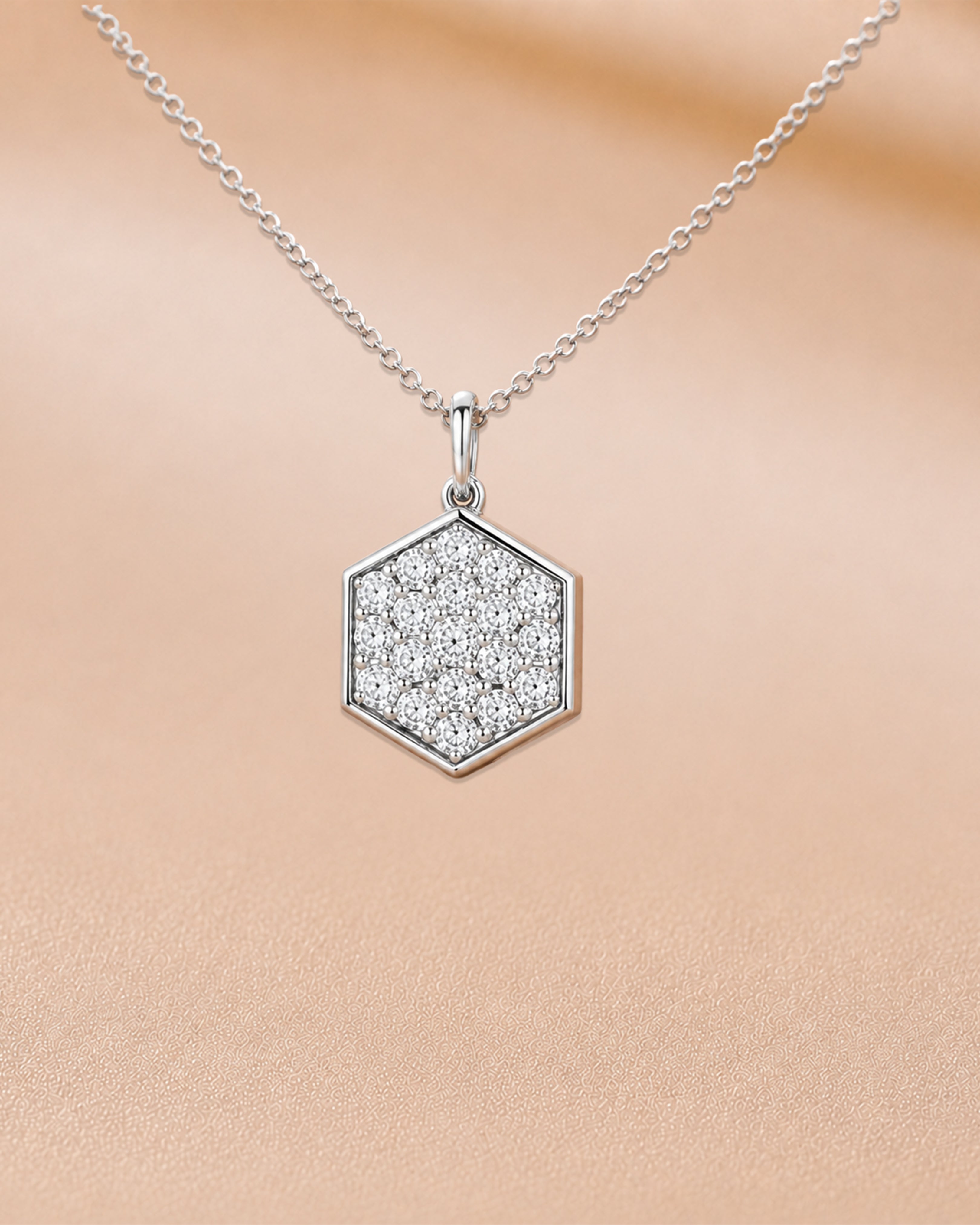 Ore 14KT Yellow Gold Hexagonal Pendant with Chain