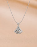 Ore 9K Yellow Gold Fan-Shaped Pave Halo Pendant Necklace