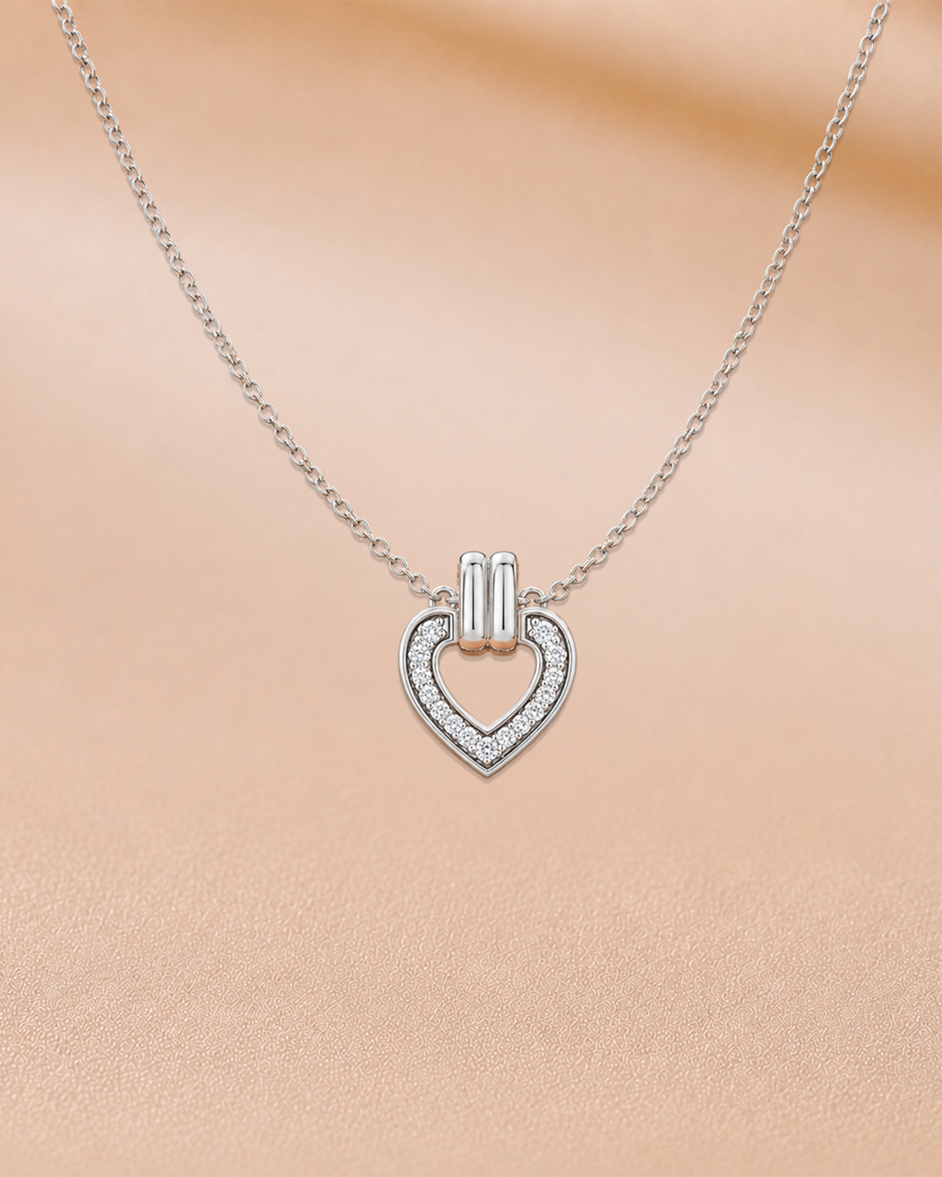 Ore 9K Yellow Gold Heart-Shaped Diamond Pendant Necklace