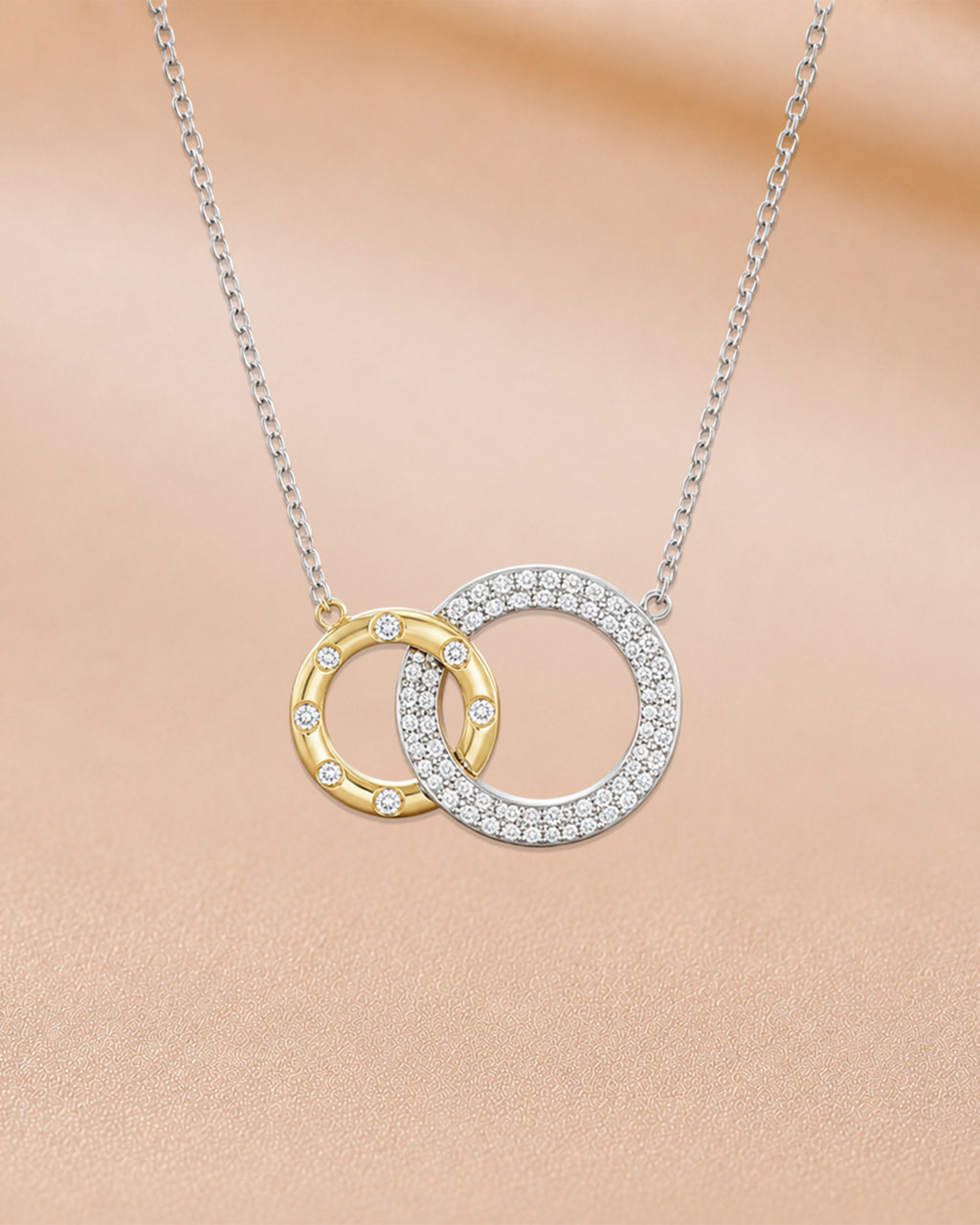 Ore 9K Rose Gold Two-Tone Interlocking Double-Circle Pendant Necklace