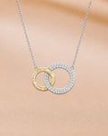 Ore 9K Rose Gold Two-Tone Interlocking Double-Circle Pendant Necklace