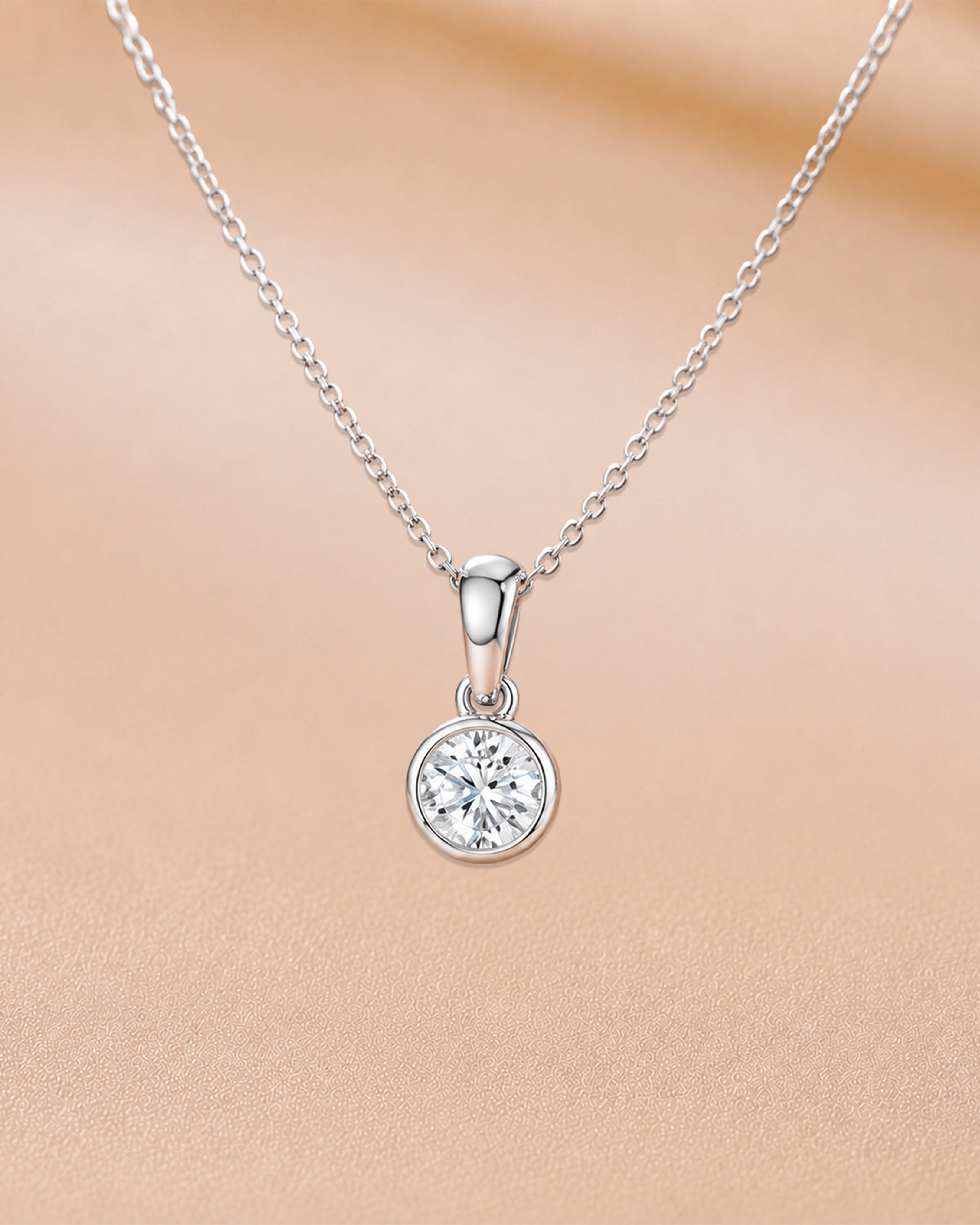 Ore 14KT Yellow Gold Solitaire Pendant with Chain