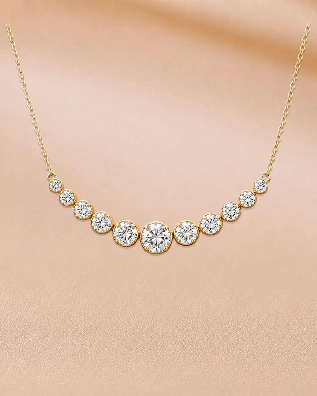 Ore 9K Yellow Gold Graduated Diamond Bar Necklace