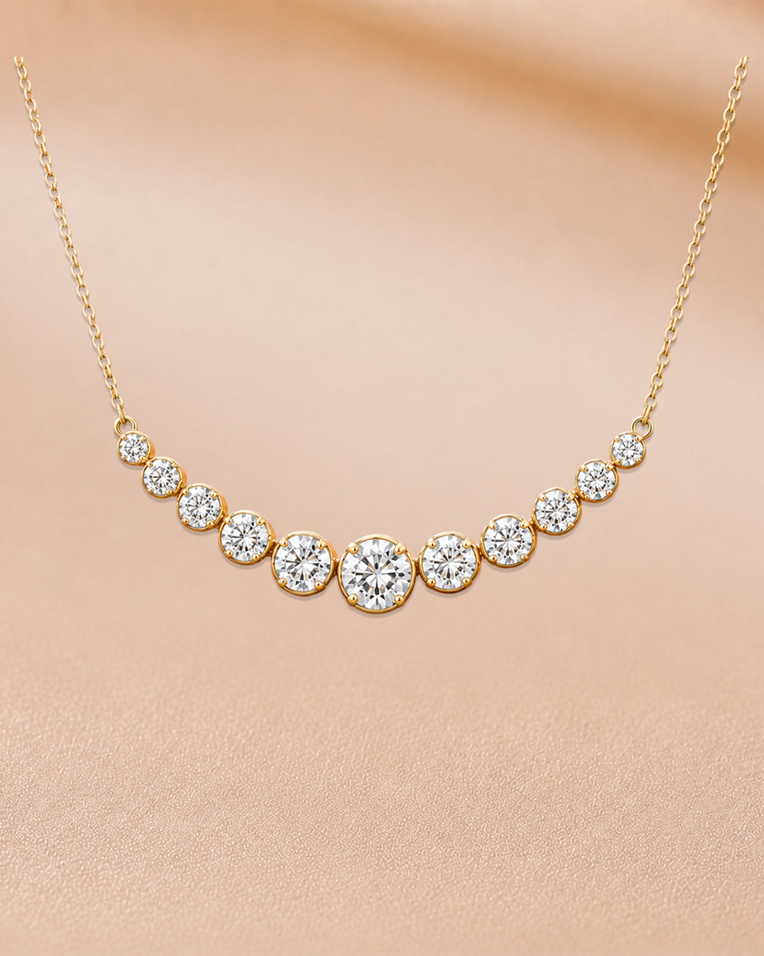 Ore 9K Yellow Gold Graduated Diamond Bar Necklace