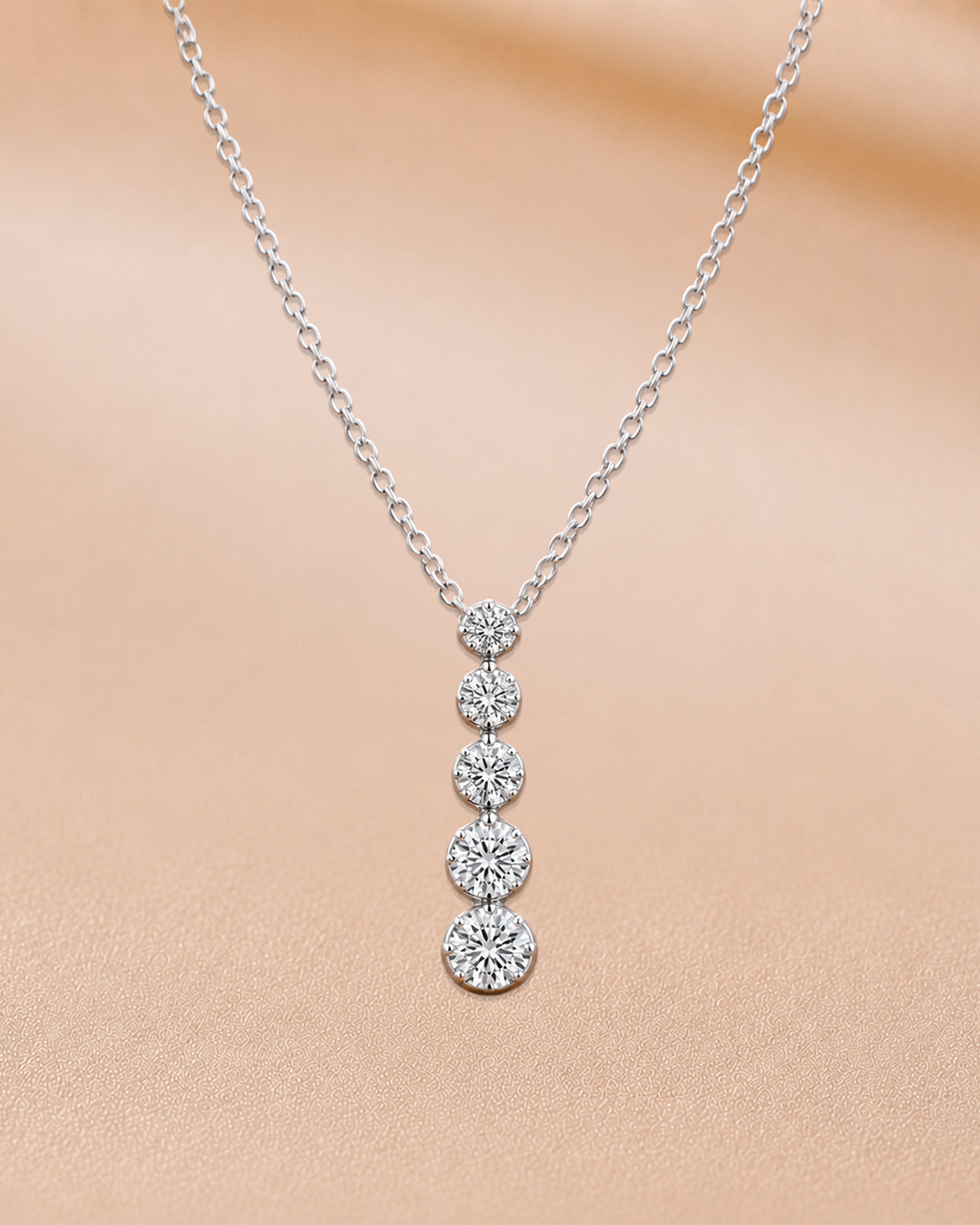 Ore 9K Yellow Gold Graduated Five-Stone Diamond Drop Necklace