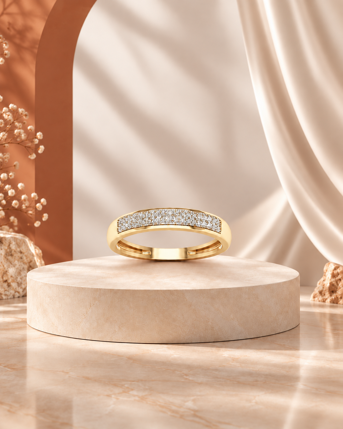 14K yellow gold pavé openwork diamond ring by Oré