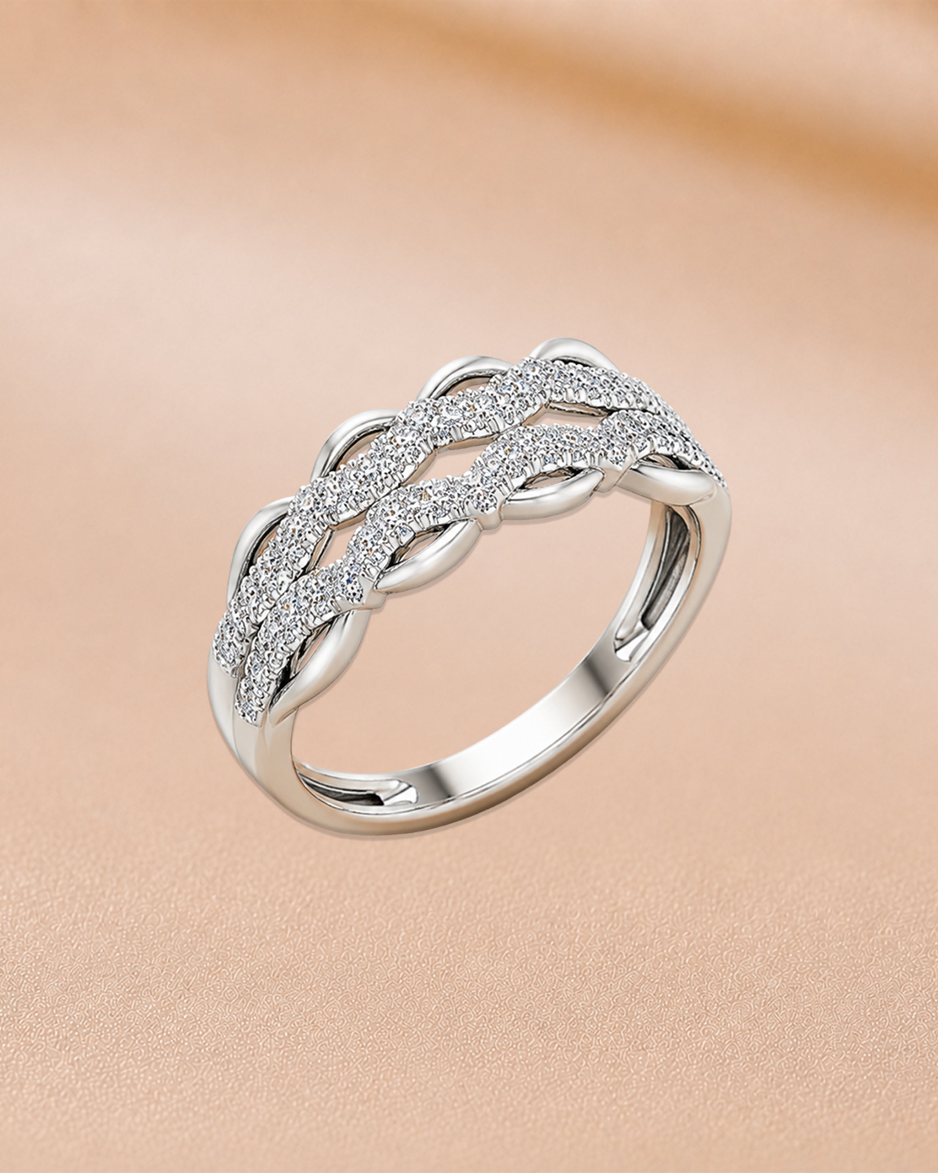 Ore 9K Yellow Gold Multi-Row Pave Diamond Band Ring – Size 12