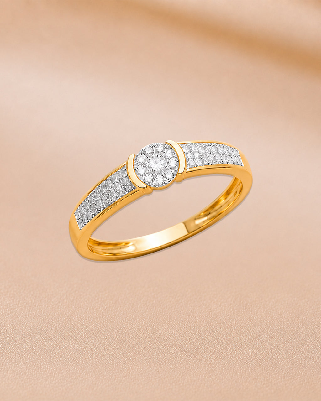 Ore 9K Yellow Gold Floral Cluster Diamond Ring – Size 12