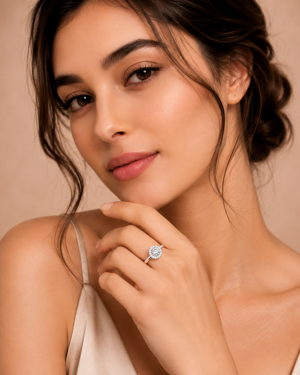 Ore 9K Yellow Gold Round Halo Cluster Ring – Size 14