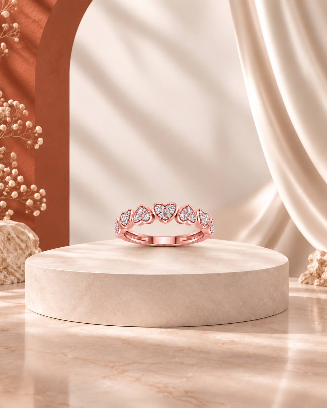 14K rose gold double-row diamond band ring by Oré