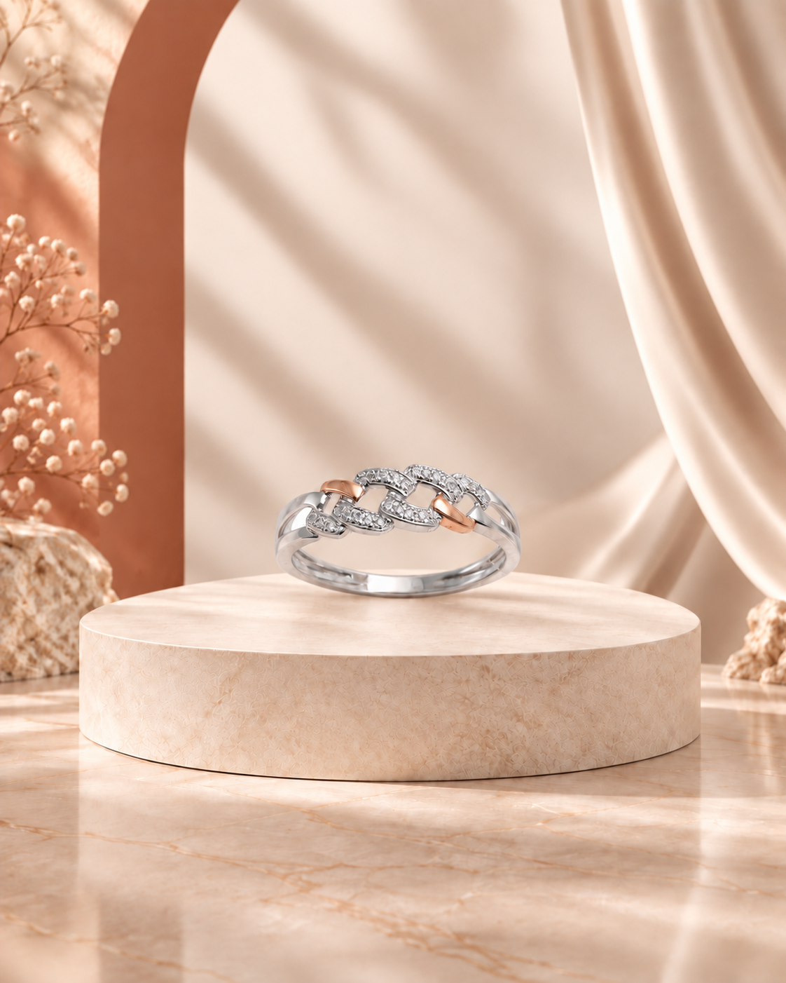 14K white gold pavé wave diamond band ring by Oré