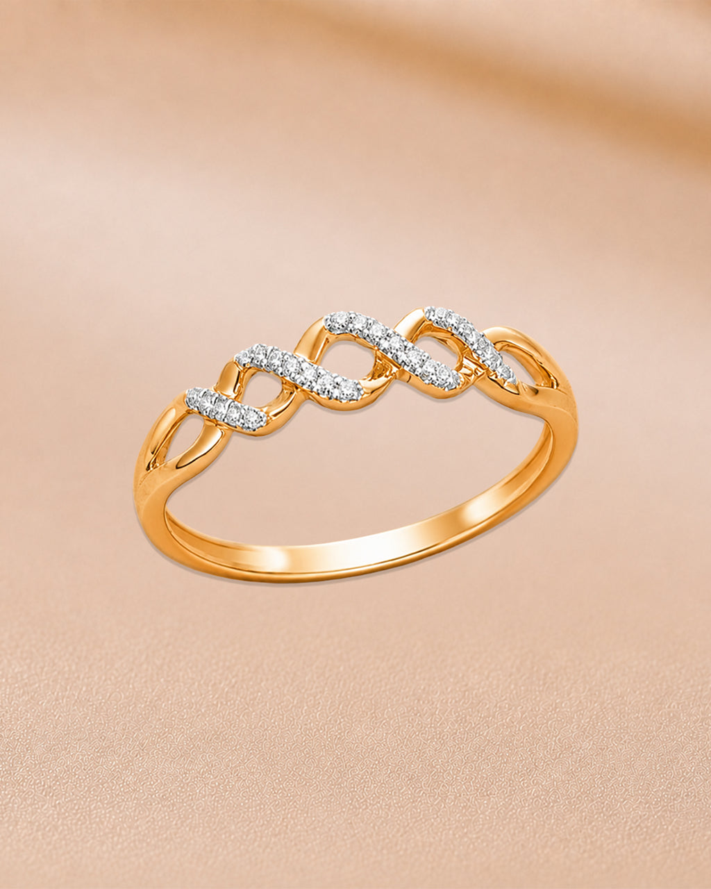 Ore 9K Rose Gold Crossover Diamond Ring – Size 12