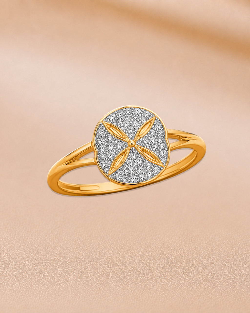 Ore 9K Yellow Gold Circular Diamond Halo Ring – Size 12
