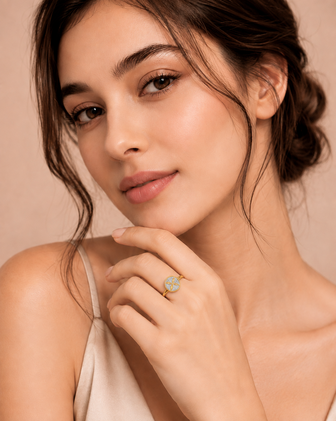 Ore 9K Yellow Gold Circular Diamond Halo Ring – Size 12