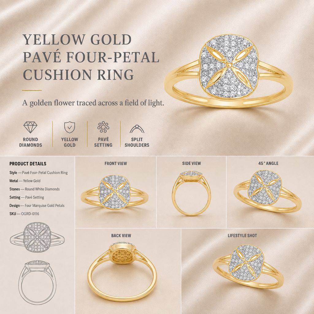 Ore 9K Yellow Gold Circular Diamond Halo Ring – Size 12