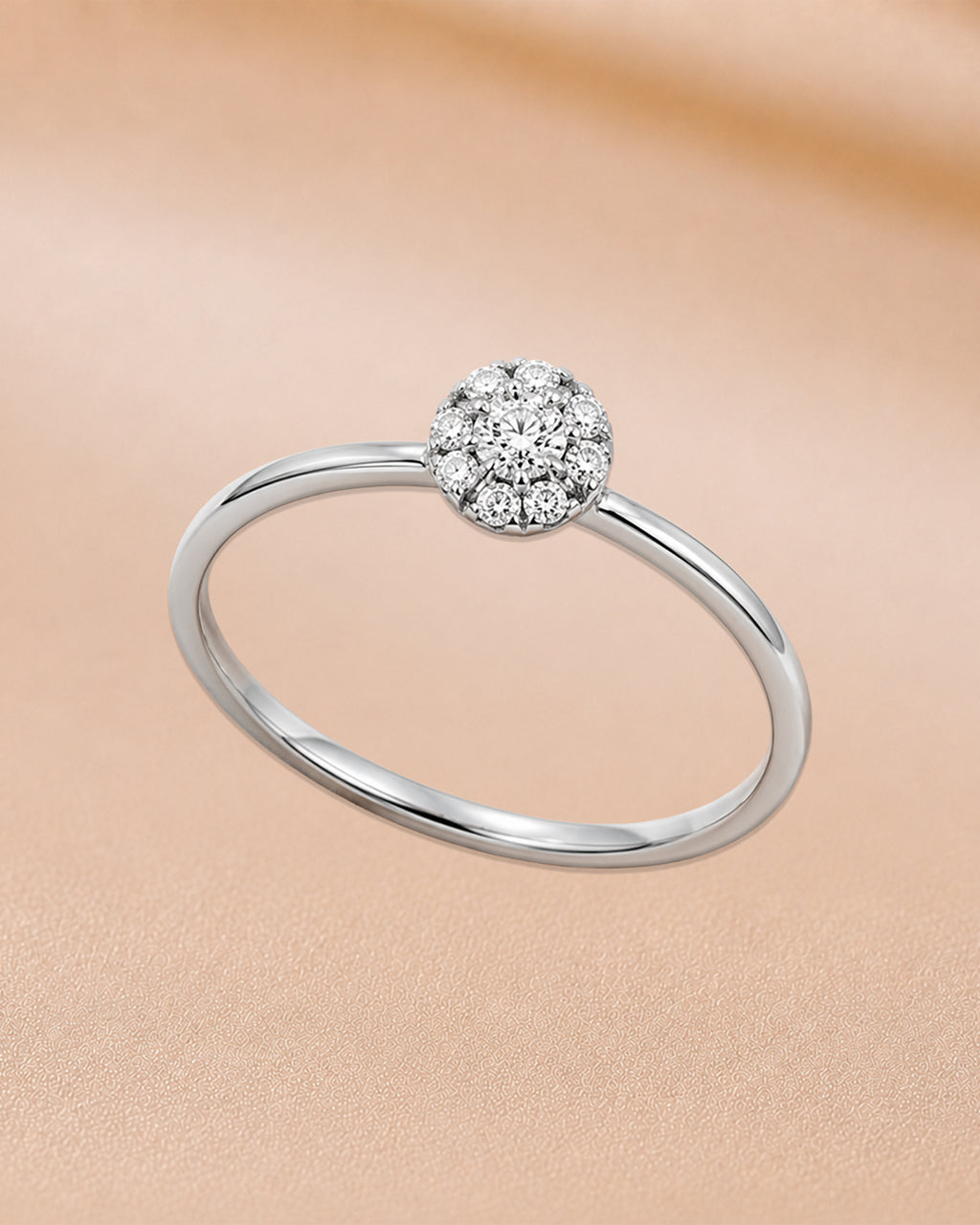 Ore 14KT Rose Gold Circular Solitaire Diamond Ring