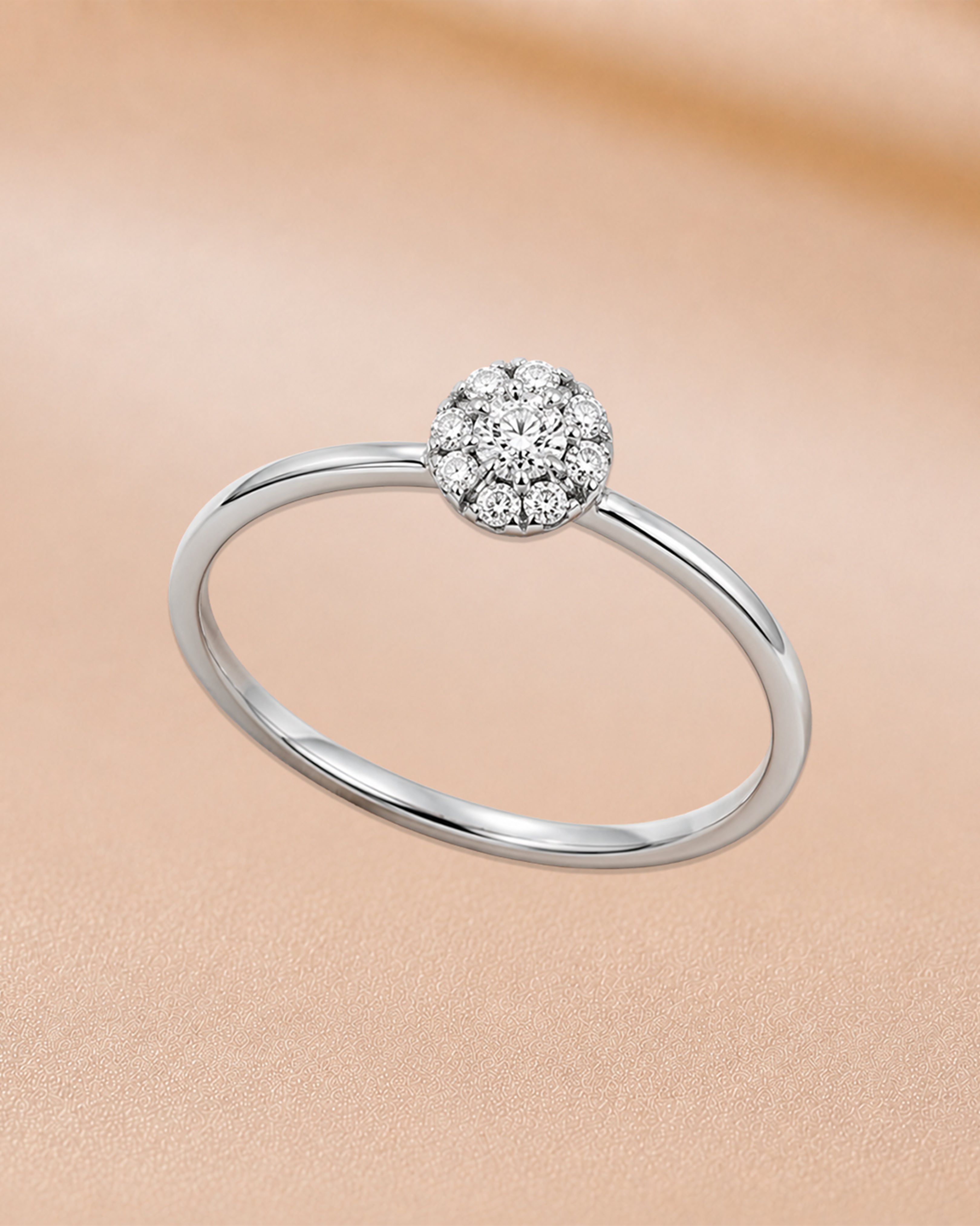 Ore 14KT Rose Gold Circular Solitaire Diamond Ring