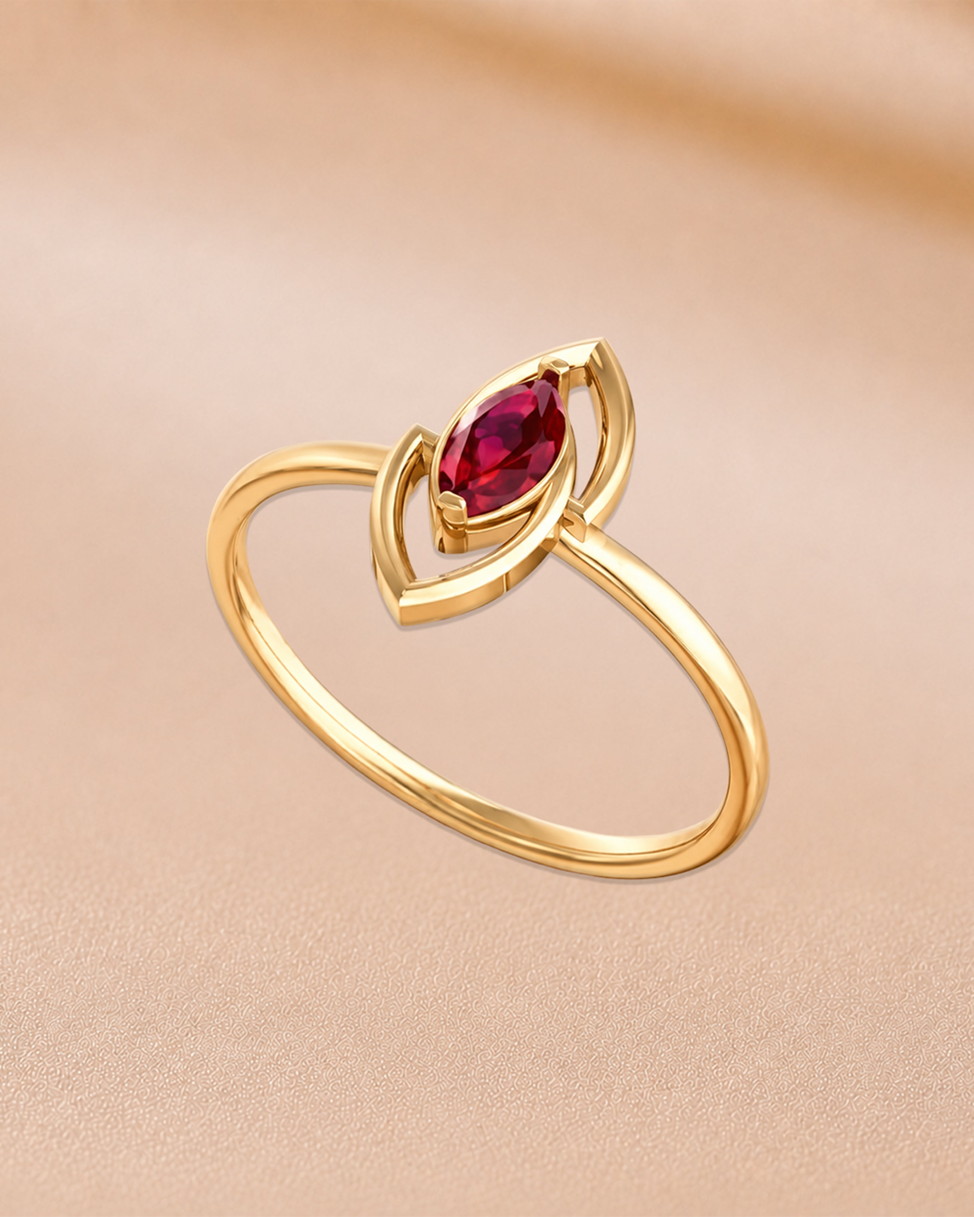 Ore 14KT Rose Gold Red Diamond Solitaire Ring