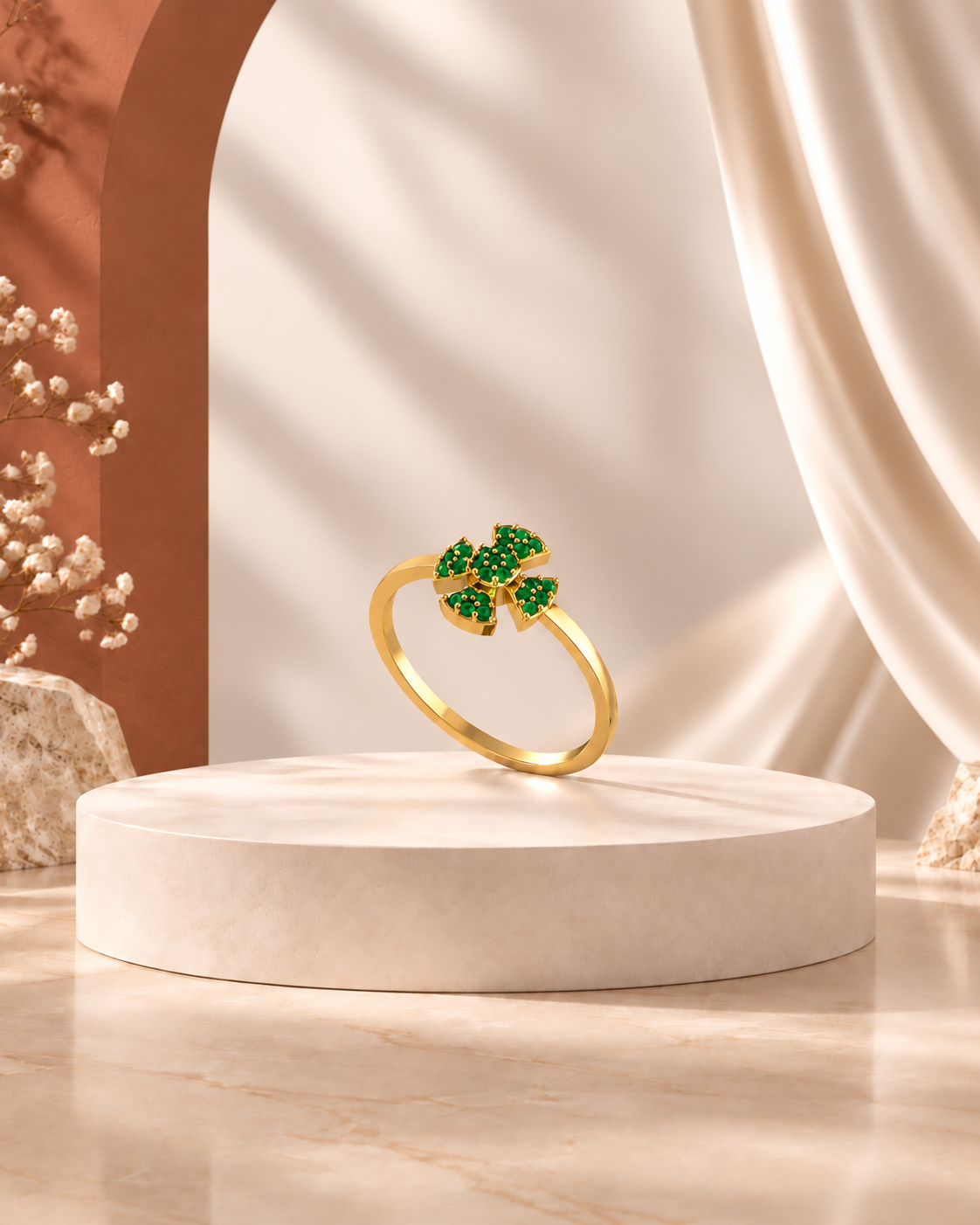 14K yellow gold pavé crown diamond band ring by Oré