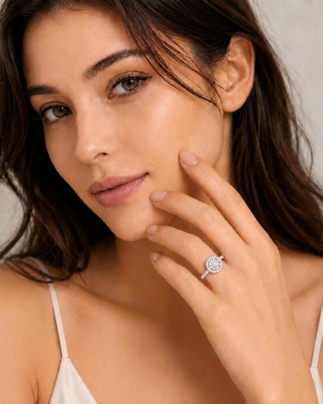 Ore 14KT Yellow Gold Layered Circle Diamond Ring