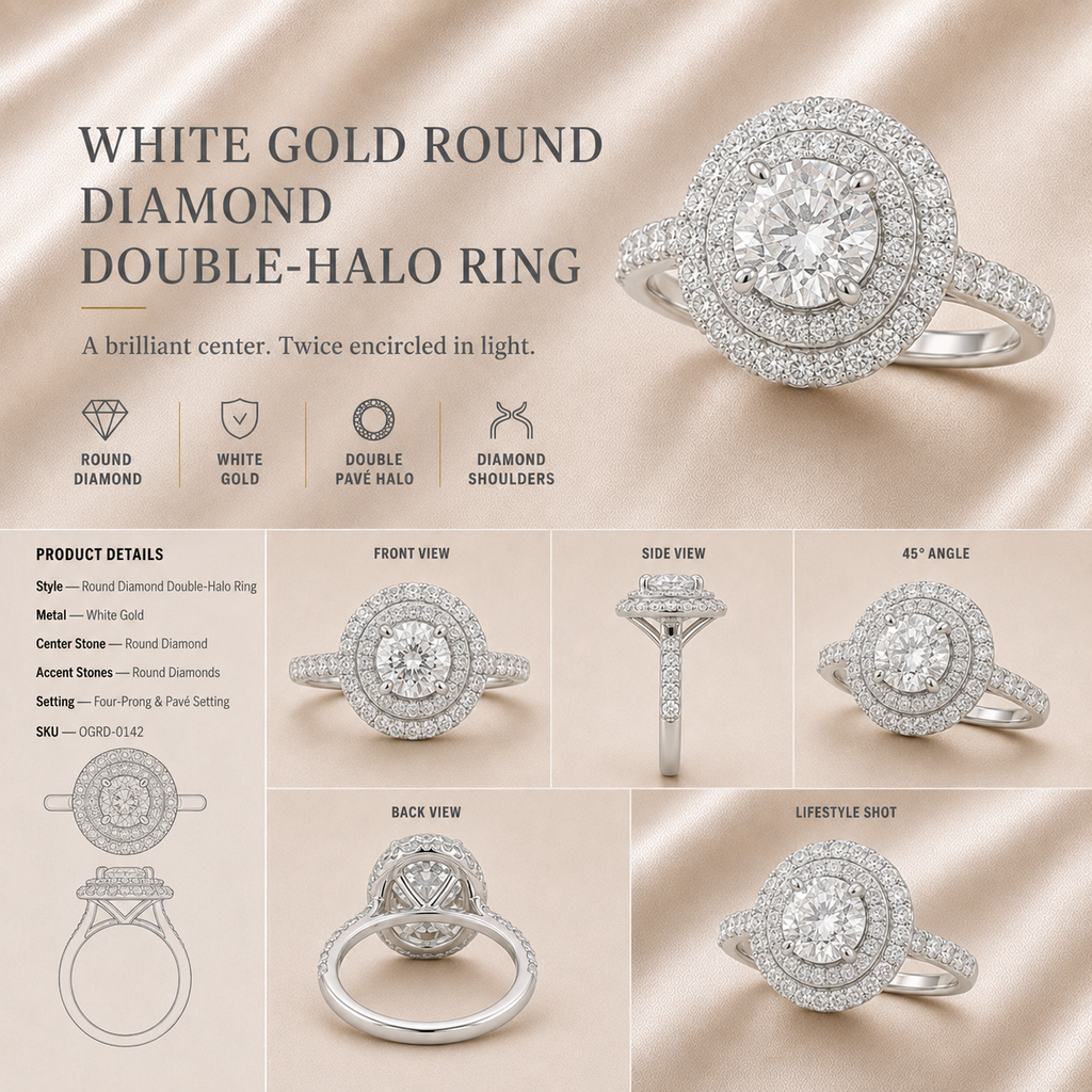 Ore 14KT Yellow Gold Layered Circle Diamond Ring