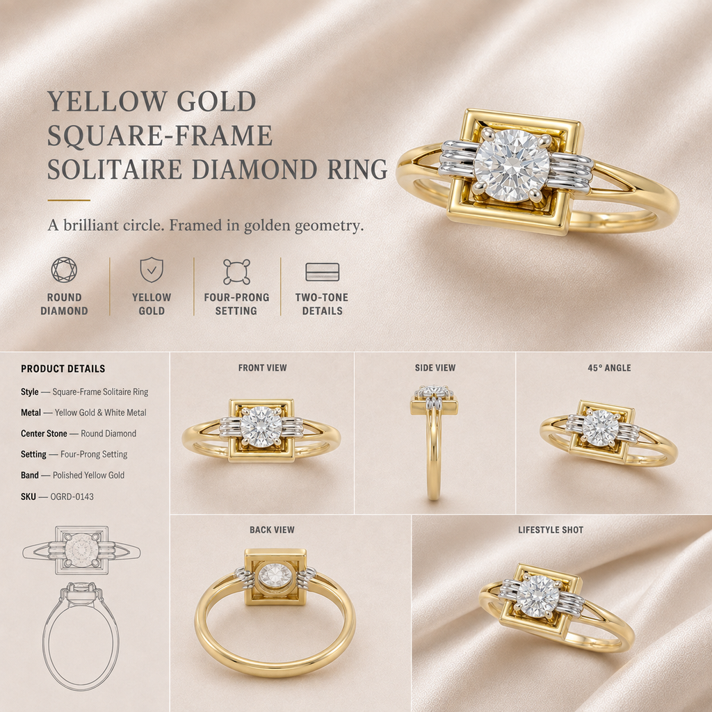 Ore 14KT Yellow Gold Solitaire Diamond Ring