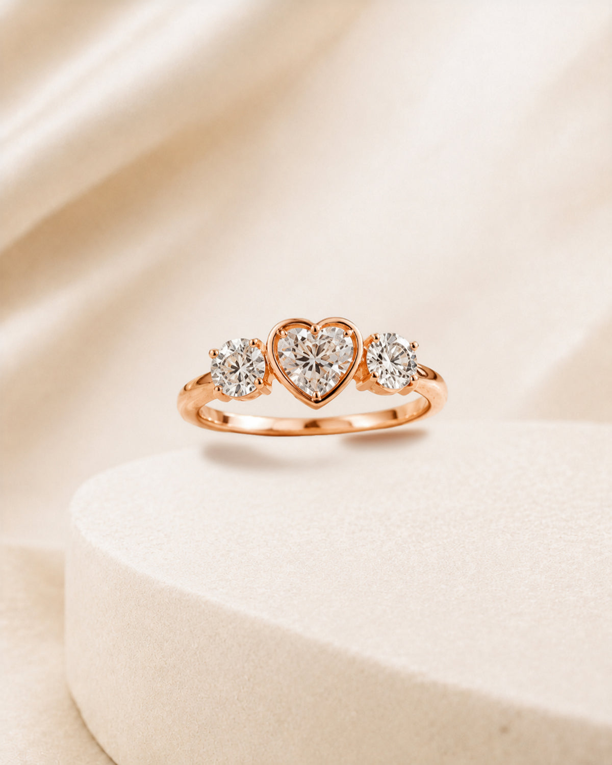 14K gold heart and butterfly diamond ring by Oré