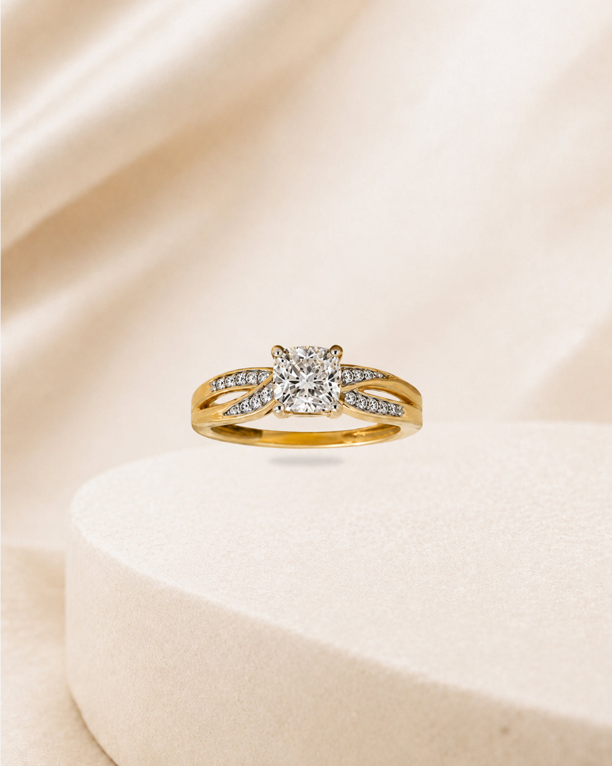 14K gold geometric diamond band ring by Oré