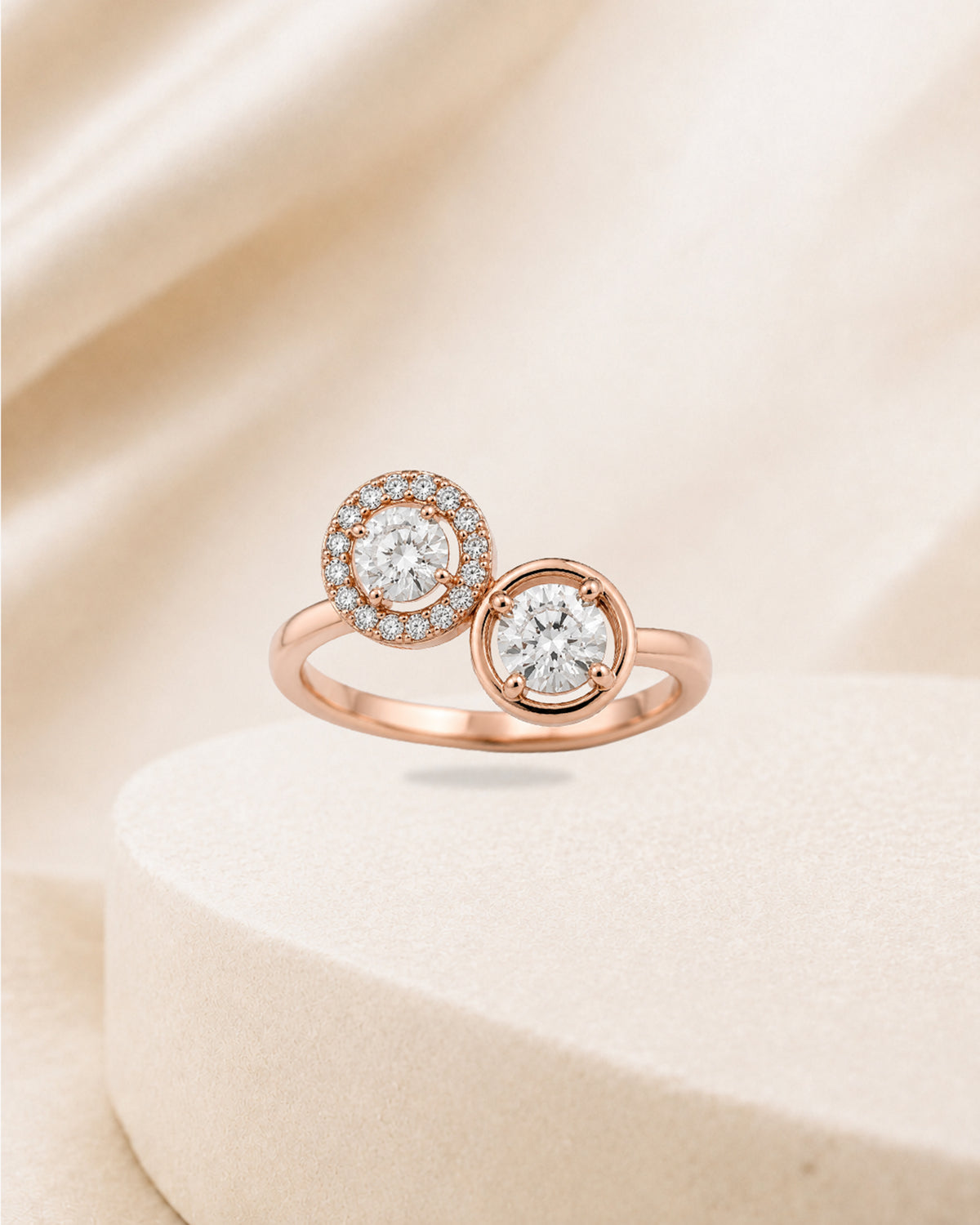 18K gold halo bypass diamond ring by Oré