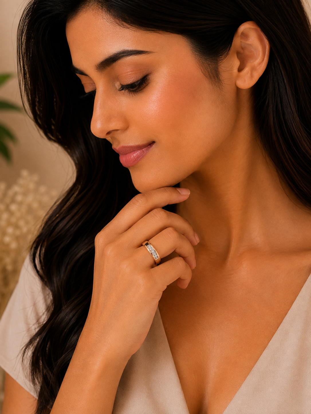 Ore 9K Gold Channel-Set Diamond Band Ring