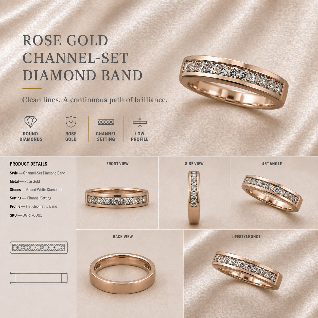 Ore 9K Gold Channel-Set Diamond Band Ring