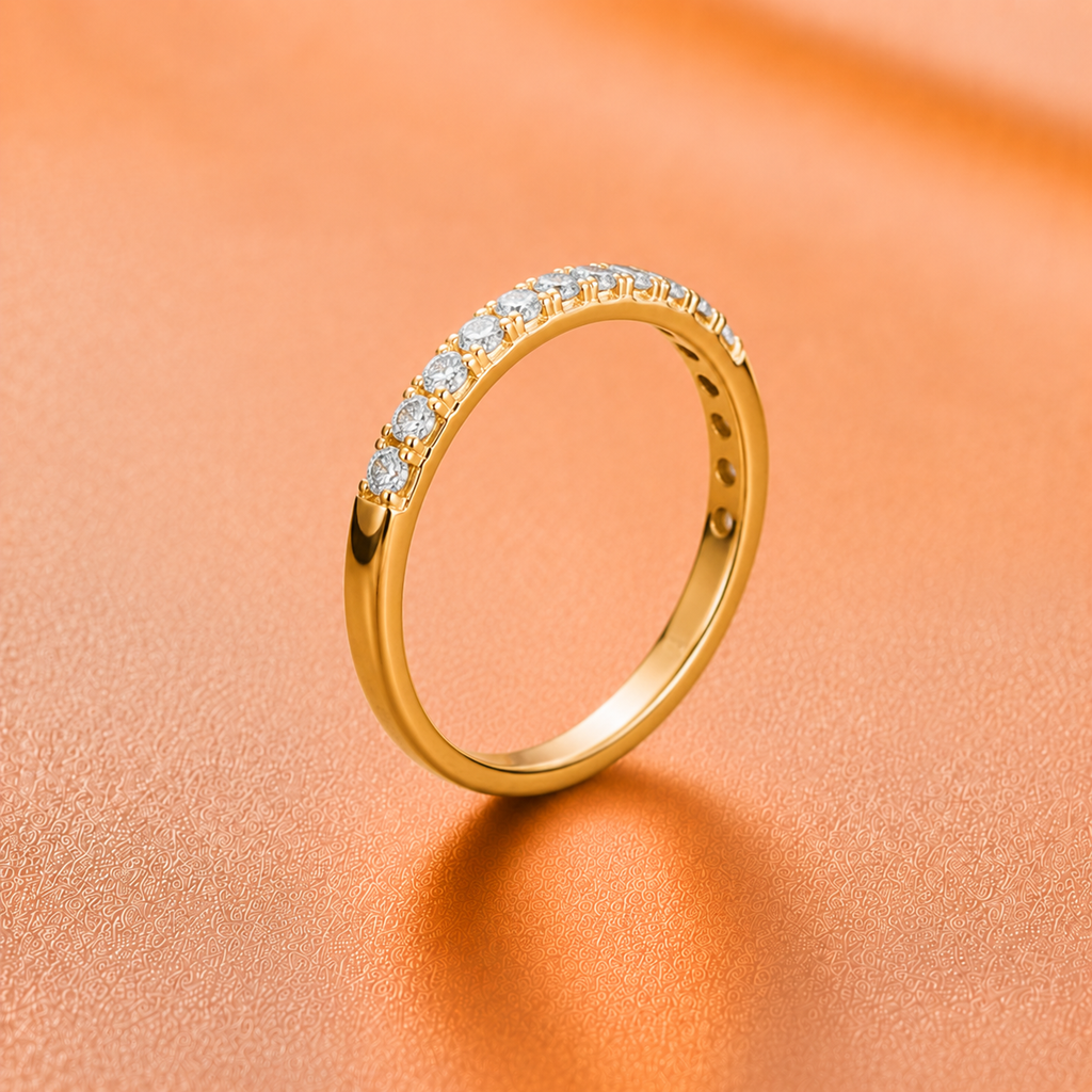 Ore 9K Gold Multi-Row Pave Diamond Band Ring