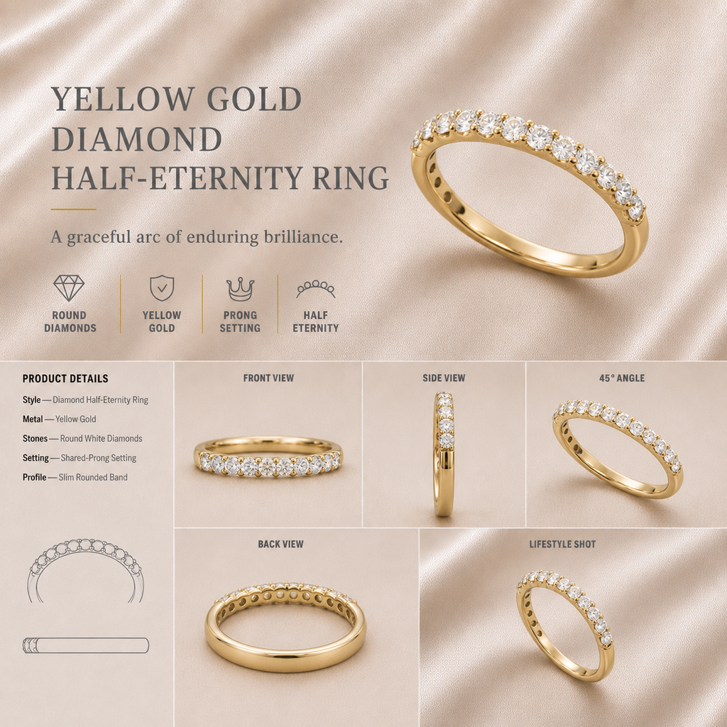 Ore 9K Gold Multi-Row Pave Diamond Band Ring