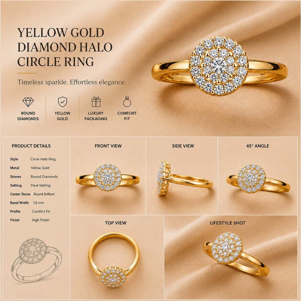 Ore 9 KT Round Diamond Cluster Design Ring