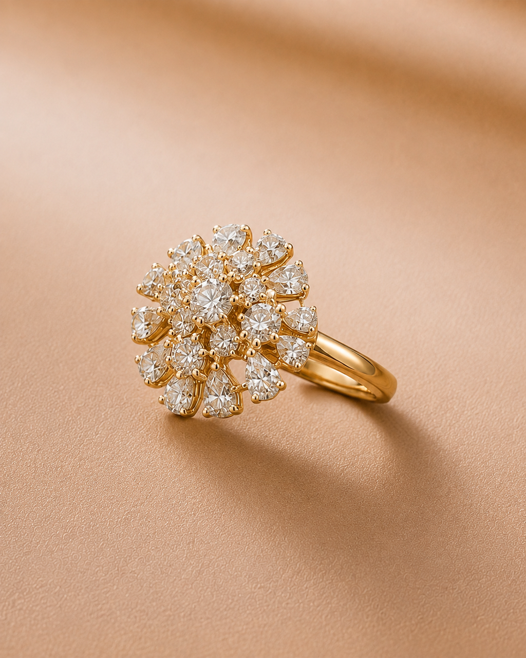 Ore 9K Gold Floral Cluster Diamond Ring