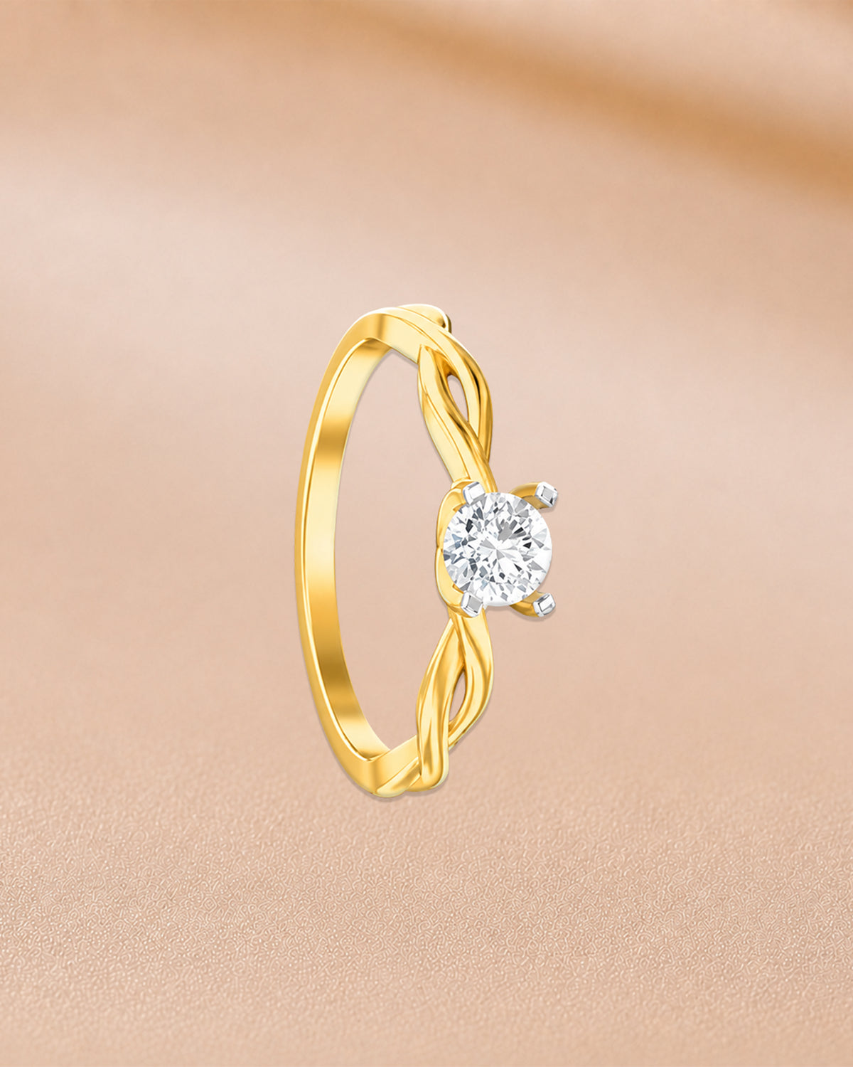 14K yellow gold solitaire diamond ring by Oré