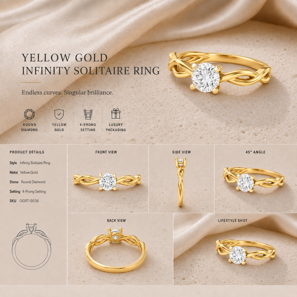Ore 14KT Yellow Gold Solitaire Ring